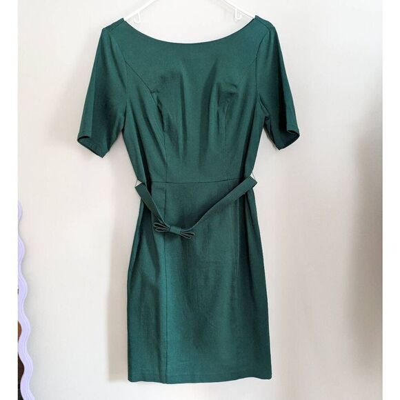 Modcloth Emerald Green Belted Midi Dress - Picture 4 of 6